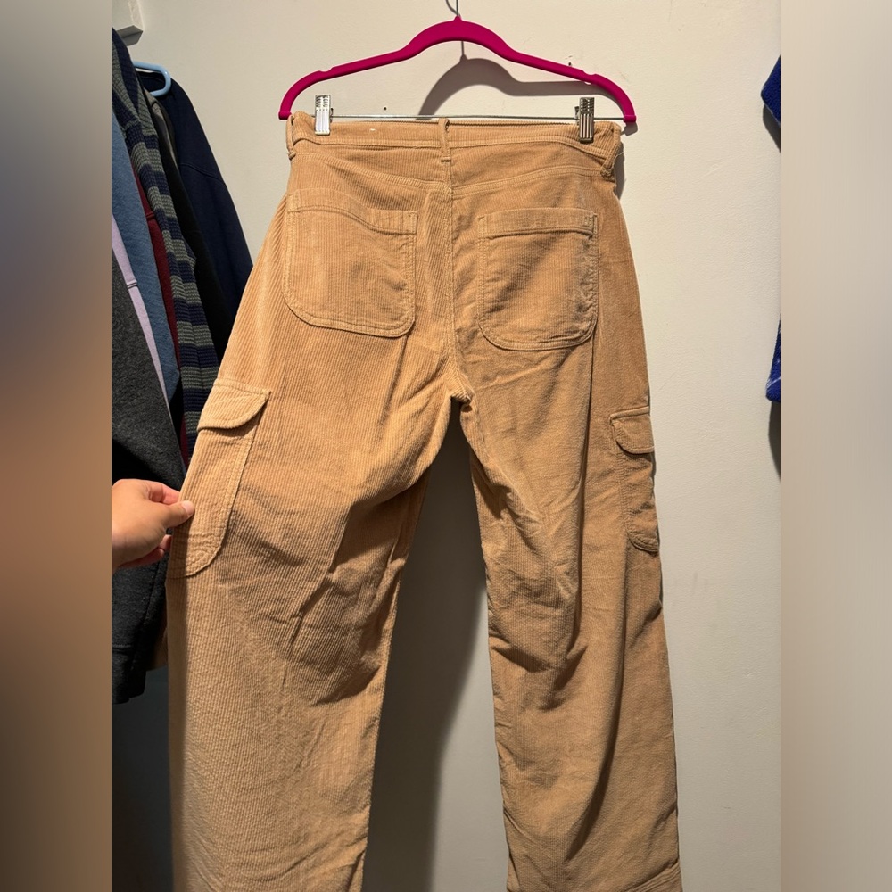 American Eagle Wide Leg Super High Rise Corduroy Cargo Jean - Picture 2 of 7